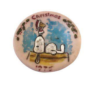 Christmas Miniature Plate 1976 SNOOPY + WOODSTOCK Signed H. Dunford Rare